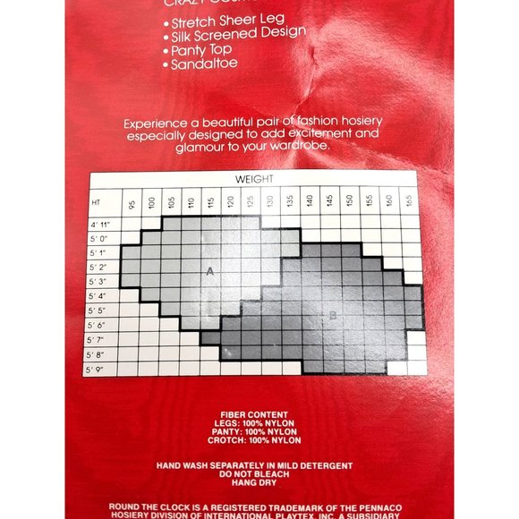 Vintage Pantyhose Black White Geometric Womens Size A Nylons Crazy Cosmos Print - Picture 7 of 7